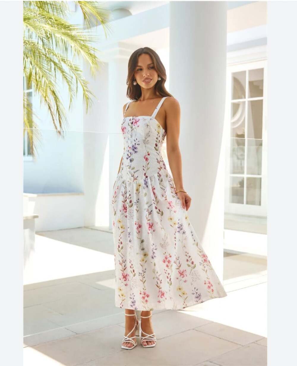 Hello Molly Whimsical Charm Maxi Dress Womens 8 White Floral Embroidered